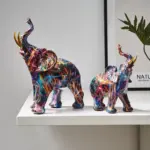 Homeko Elephant Nordic Painted Statue Handcrafted DA cor for Home Office