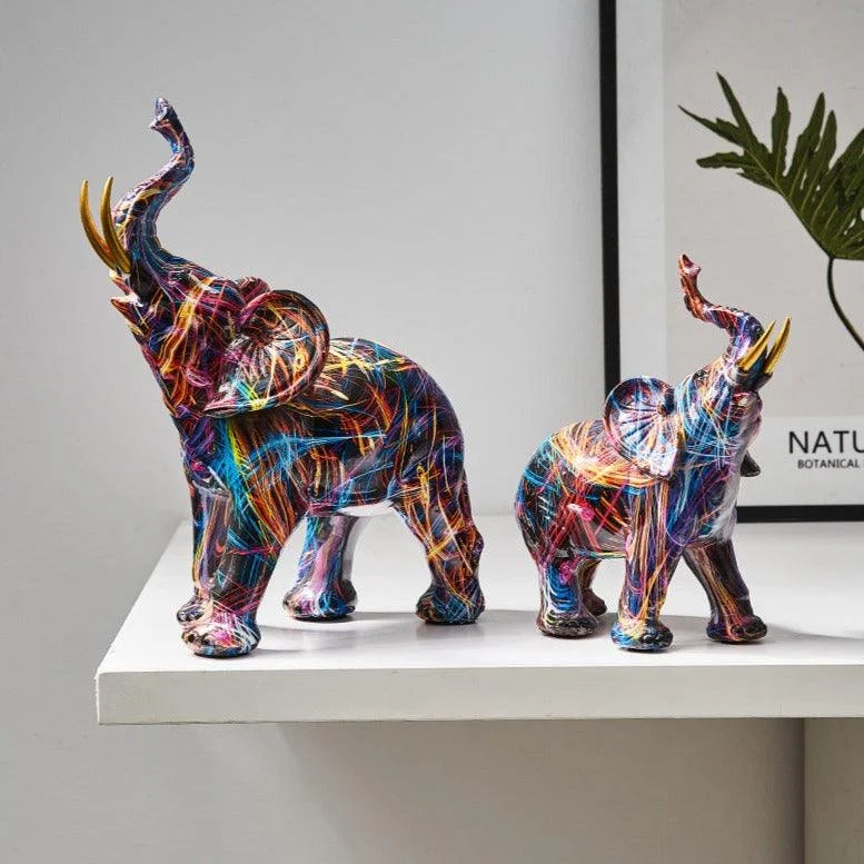 Homeko Elephant Nordic Painted Statue - Handcrafted DÃ©cor for Home & Office -