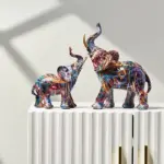 Homeko Elephant Nordic Painted Statue Handcrafted DA cor for Home Office