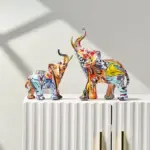 Homeko Elephant Nordic Painted Statue Handcrafted DA cor for Home Office