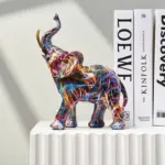 Homeko Elephant Nordic Painted Statue Handcrafted DA cor for Home Office