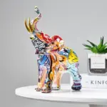 Homeko Elephant Nordic Painted Statue Handcrafted DA cor for Home Office