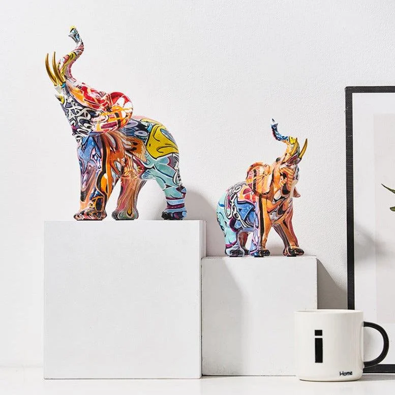 Homeko Elephant Nordic Painted Statue - Handcrafted DÃ©cor for Home & Office -