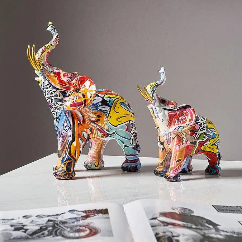 Homeko Elephant Nordic Painted Statue - Handcrafted DÃ©cor for Home & Office -