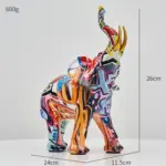 Homeko Elephant Nordic Painted Statue Handcrafted DA cor for Home Office