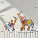 Homeko Elephant Nordic Painted Statue Handcrafted DA cor for Home Office