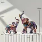 Homeko Elephant Nordic Painted Statue Handcrafted DA cor for Home Office