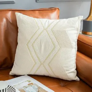 Homeko Embroidered Ivory Pillow