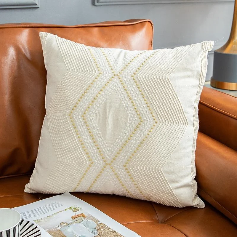 Homeko Embroidered Ivory Pillow -