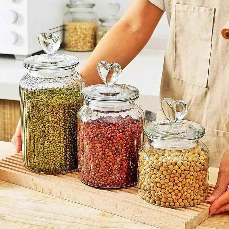 Homeko Farmhouse Airtight Glass Storage Container Jars -