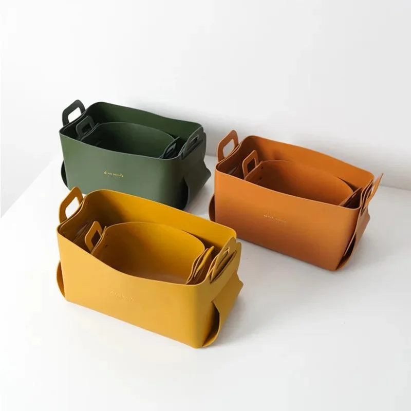 Homeko Faux Leather Storage Baskets -