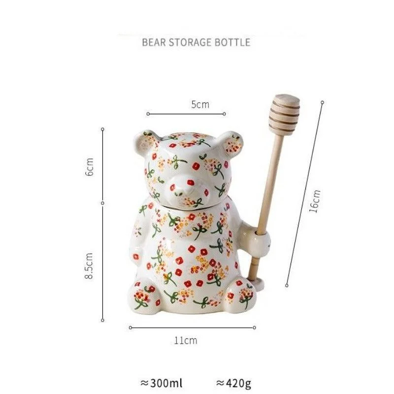 Homeko Floral Bear and Beehive Honey Pots -