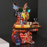 Homeko_French_Bulldog_Graffiti_Painted_Sculpture_Table_Tray_With_Piggy_Bank_-_-4236030 Homeko French Bulldog Graffiti Painted Sculpture Table Tray With Piggy Bank