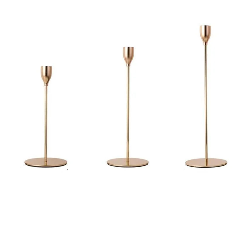 Homeko French Gold Taper Candle Holder Trio Set -