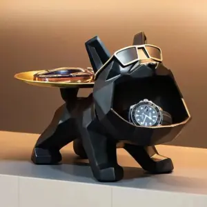 Homeko Geometric Bulldog Storage Bin And Tray
