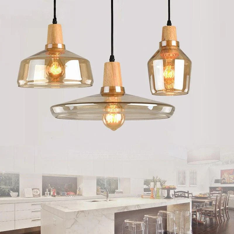 Homeko Glass Coated Wood Pendant Lights -