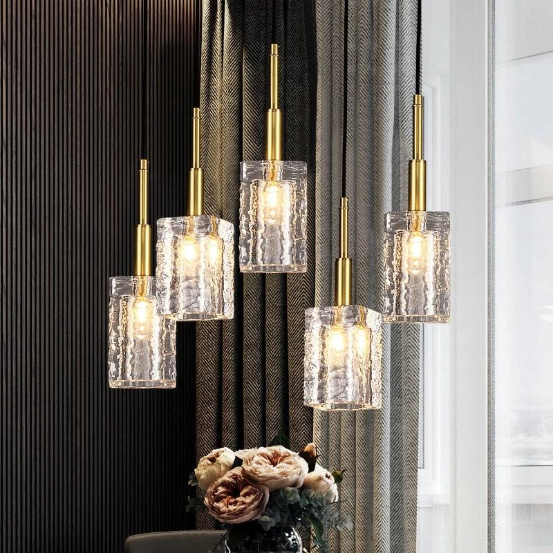 Homeko Glass Crystal Copper Gold Pendant Light -