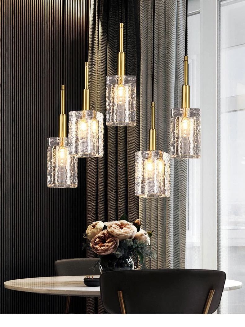 Homeko Glass Crystal Copper Gold Pendant Light -