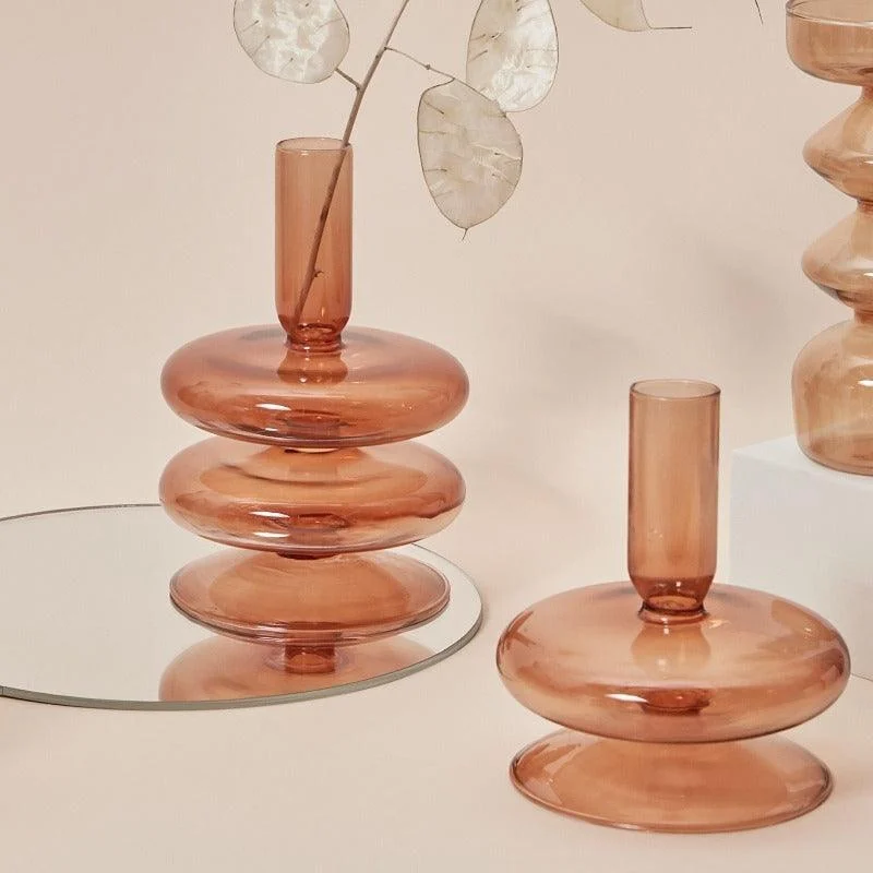 Homeko Glass Taper Candle Holder & Vase Collection -