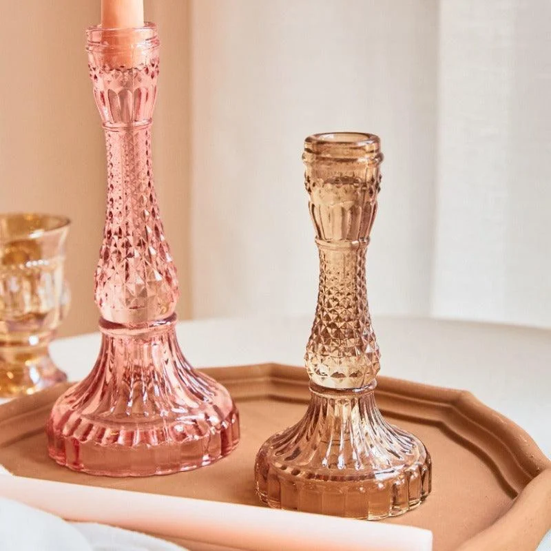 Homeko Glass Taper Candlestick Holders -