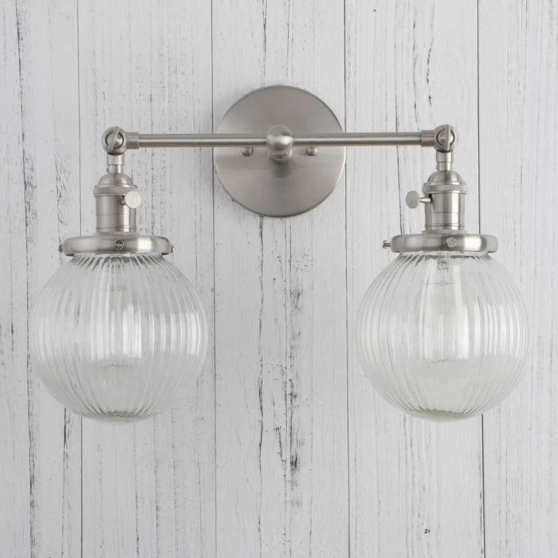 Homeko Glass Two-Bulb Wall Sconce -