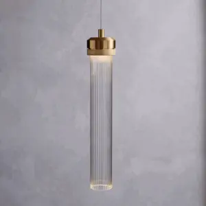 Homeko Gold Glass Tube Pendant Light
