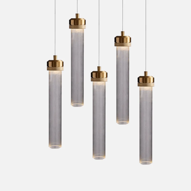 Homeko Gold Glass Tube Pendant Light -