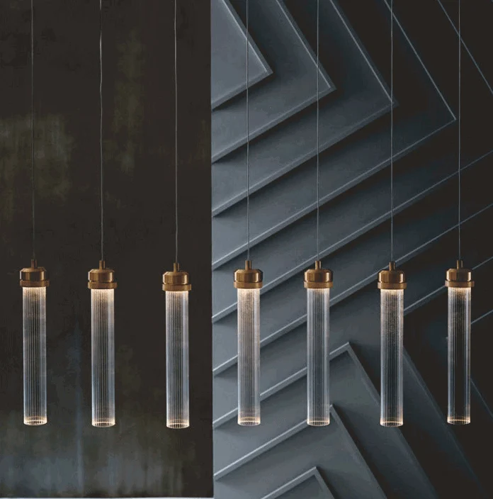 Homeko Gold Glass Tube Pendant Light -