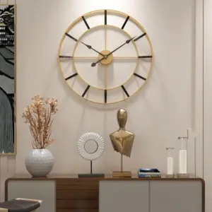 Homeko Gold and Black Metal Wall Clock Large