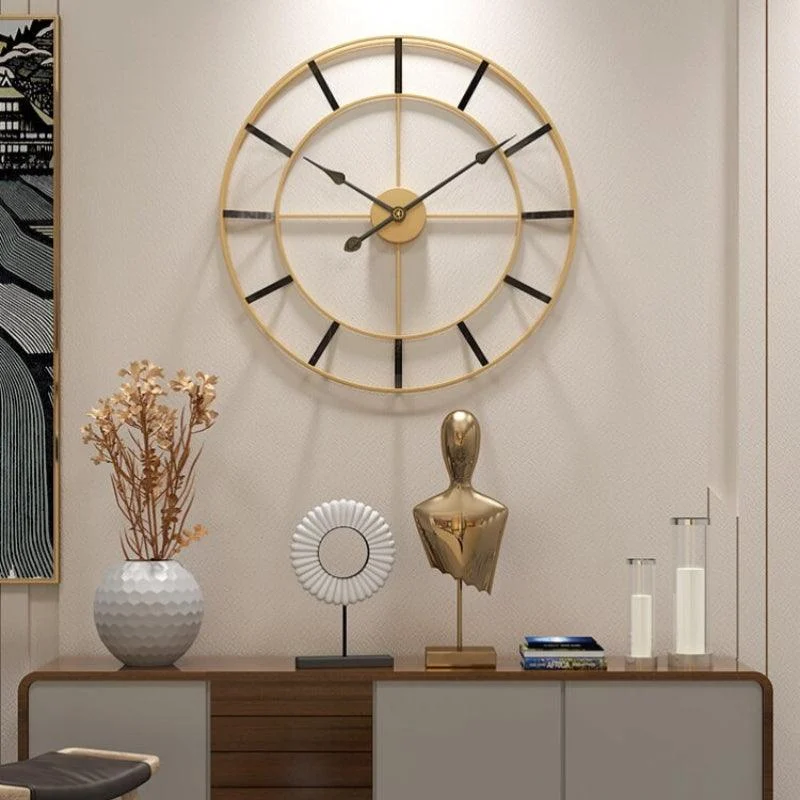 Homeko Gold and Black Metal Wall Clock Large -