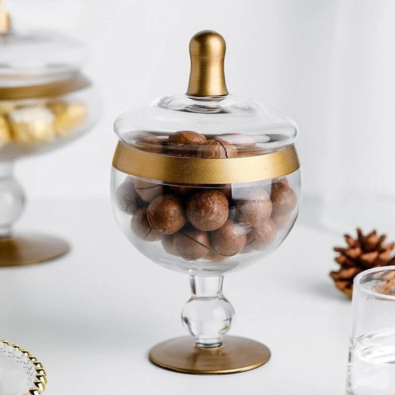 Homeko Gold and Crystal Apothecary Glass Storage Jars -
