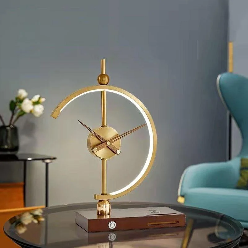 Homeko Golden Clock Table Lamp - Wireless Charger -