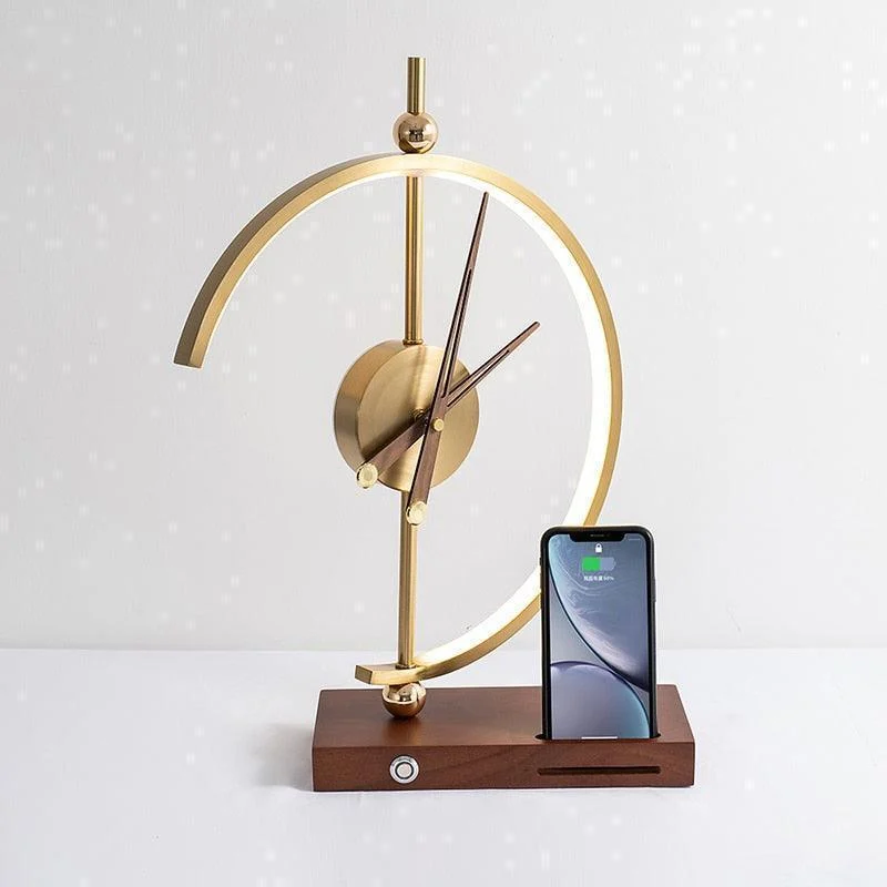 Homeko Golden Clock Table Lamp - Wireless Charger -