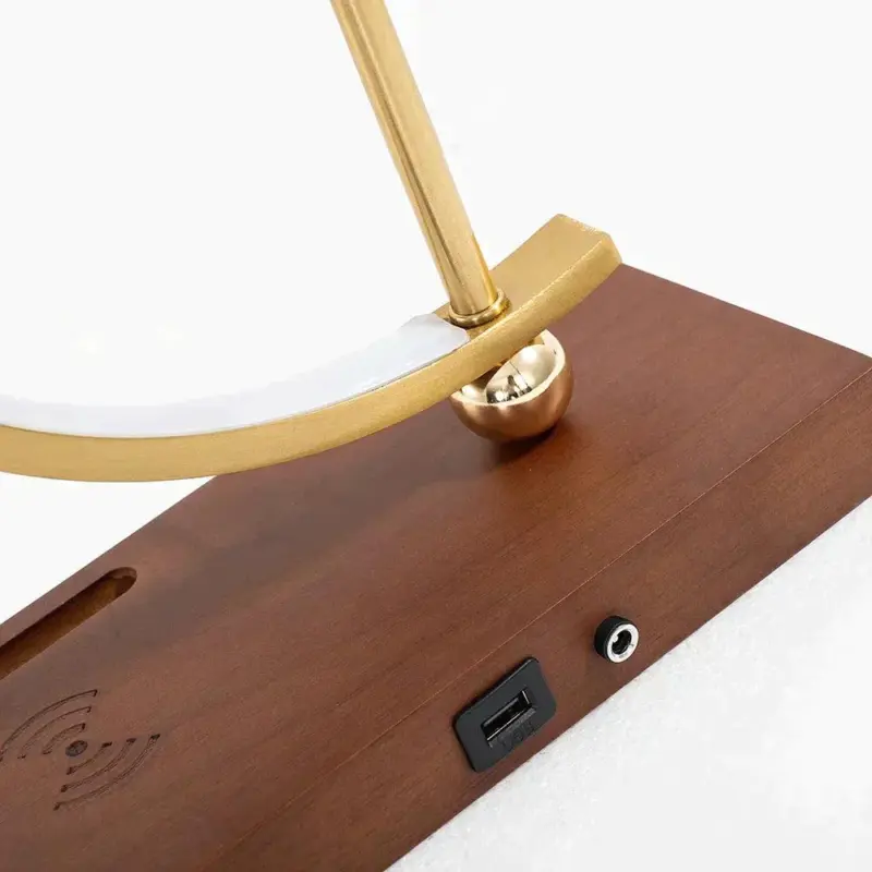 Homeko Golden Clock Table Lamp Wireless Charger