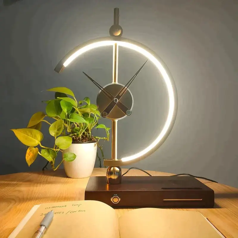 Homeko Golden Clock Table Lamp Wireless Charger