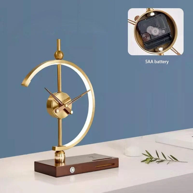 Homeko Golden Clock Table Lamp - Wireless Charger -