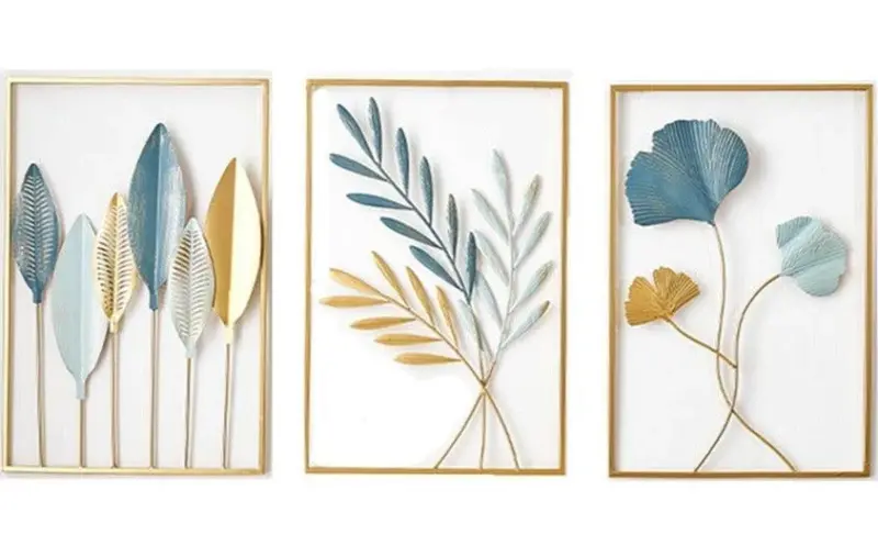 Homeko Golden Leaf Metal Wall Art