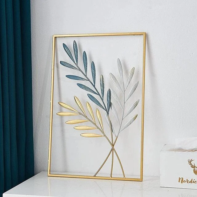 Homeko Golden Leaf Metal Wall Art -