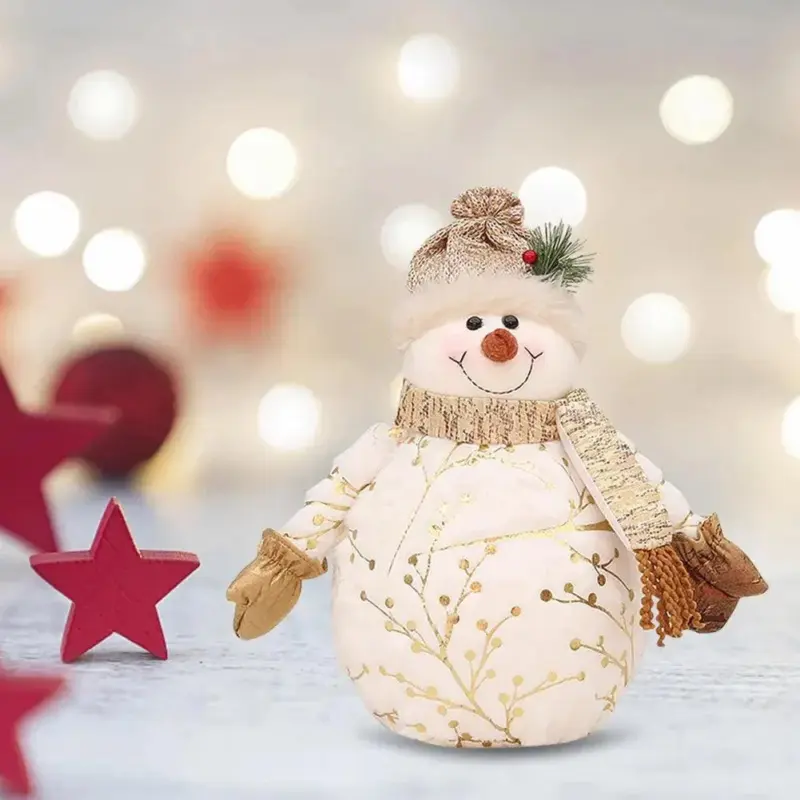 Homeko Golden Snowman Plush Shelf Decor
