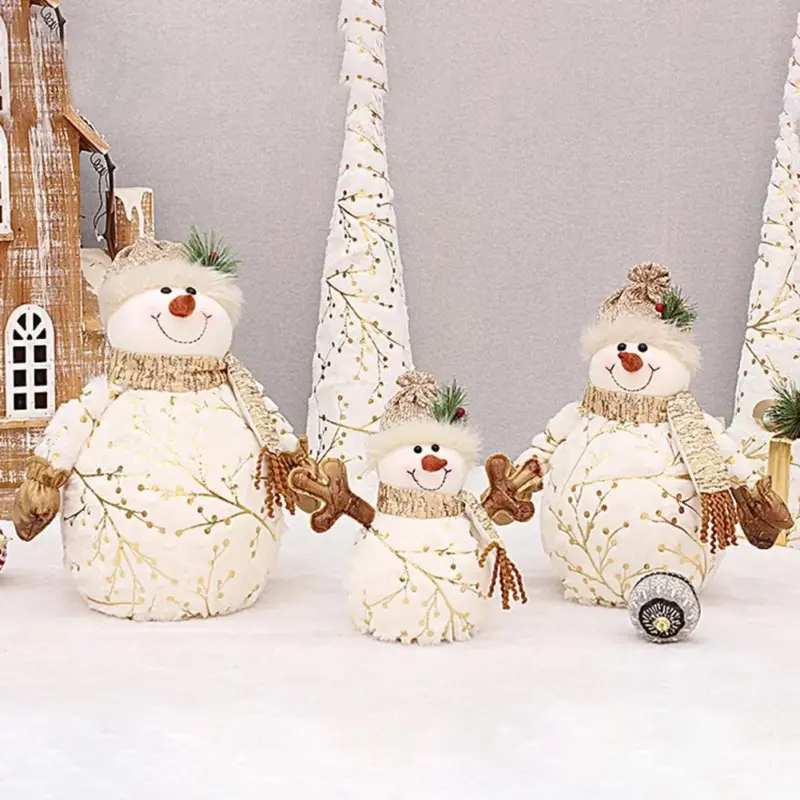 Homeko Golden Snowman Plush Shelf Decor