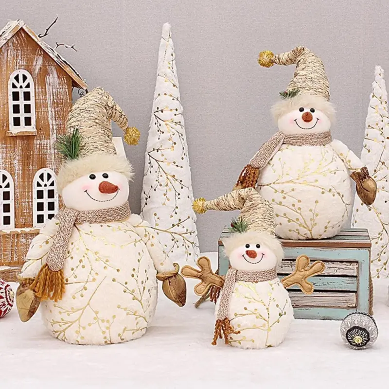 Homeko Golden Snowman Plush Shelf Decor