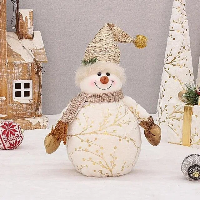 Homeko Golden Snowman Plush Shelf Decor -