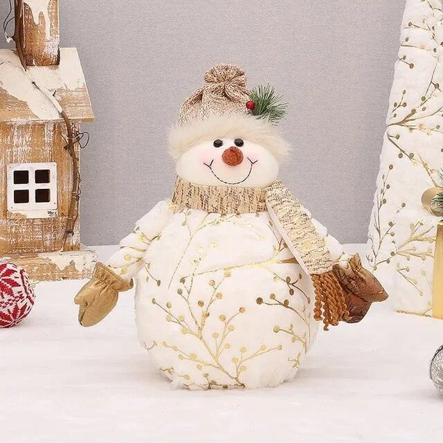 Homeko Golden Snowman Plush Shelf Decor -