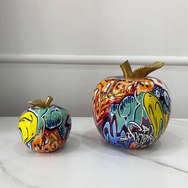 Homeko Graffiti Painted Apple Sculpture -