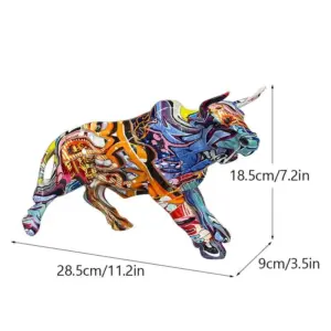 Homeko Graffiti Painted Bull Sculpture