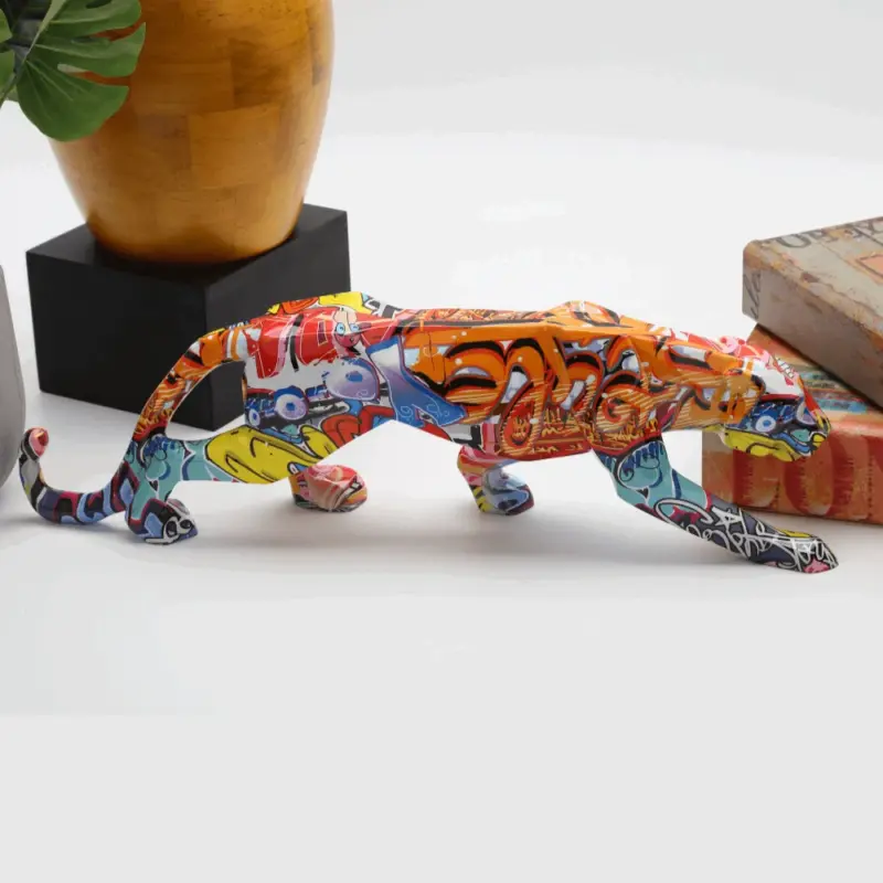 Homeko Graffiti Painted Panther Sculpture