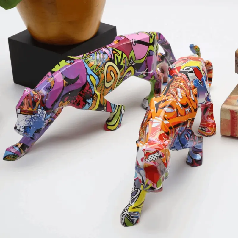 Homeko Graffiti Painted Panther Sculpture