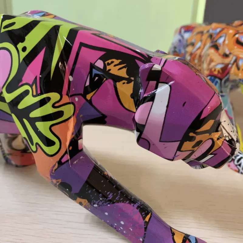 Homeko Graffiti Painted Panther Sculpture