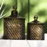 Homeko Gray Glass Storage Jars with Lid