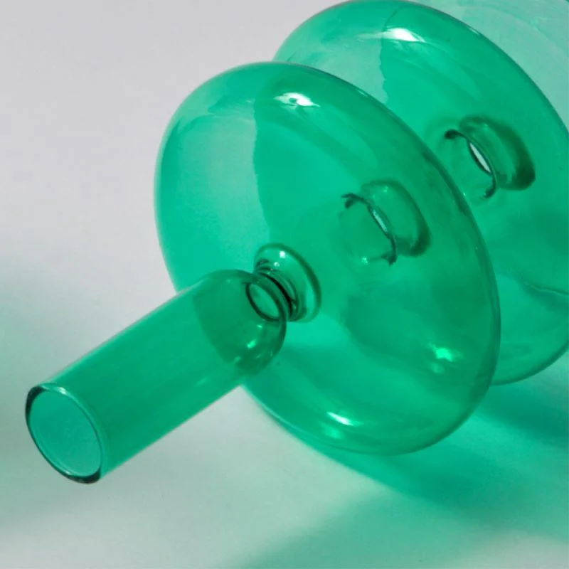 Homeko Green Glass Taper Candle Holder & Vases -